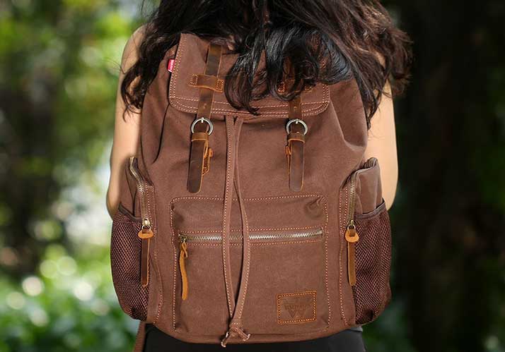 High capacity unisex vintage designed backpack