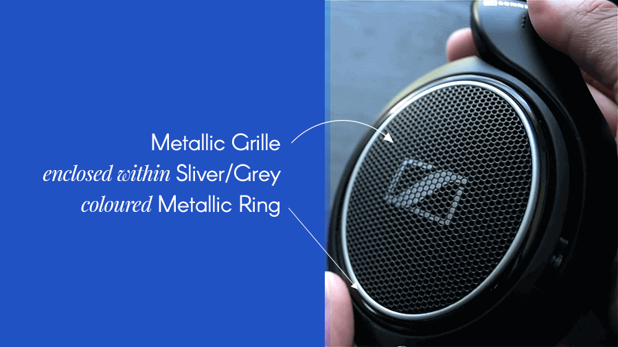 metallic grille design of this premium headset