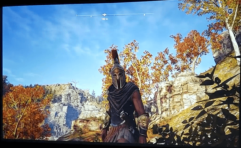 Playing Assassins Creed Odyssey on BenQ MW632ST projector